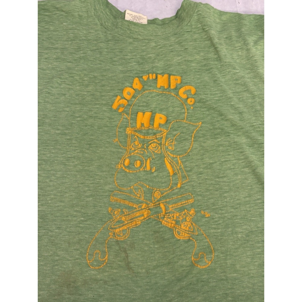 Army Vintage Shirt MP Military Police 1980s Men's Size‎ Large Green Ebert 504th